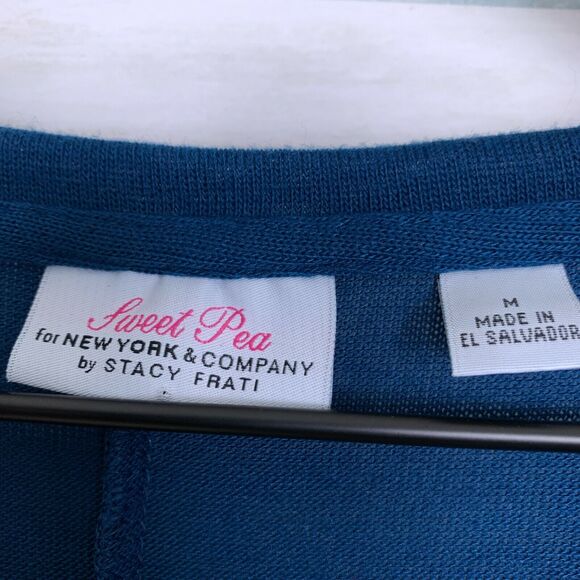 Sweet Pea NY&Co Hi Lo Dolman Tunic Blue Relaxed Fit Stretch Knit Womens Medium - Picture 8 of 9